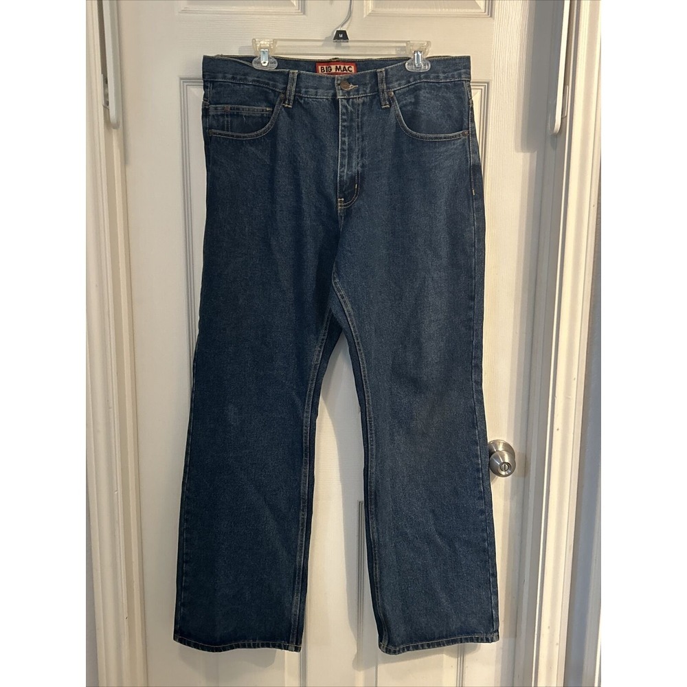 VTG‎ Big Mac Workwear Jeans 36X34 Straight Leg 100% Cotton Blue Denim